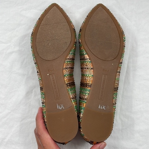 NWOB. ENZO ANGIOLINI Glitter Rhinestone Studded Flats. 8.5M. - Picture 13 of 13